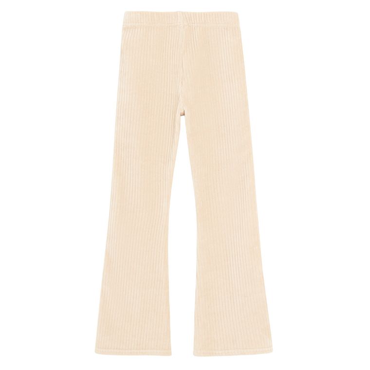 Cool Club, Jegginsy dziewczęce, flare, welurowe, prążkowane, beżowe