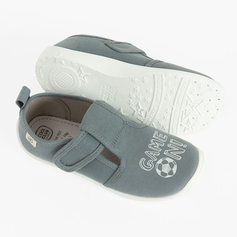 Cool Club, Kapcie chłopięce, szare, skórzana wkładka, Zdrowa Stopa