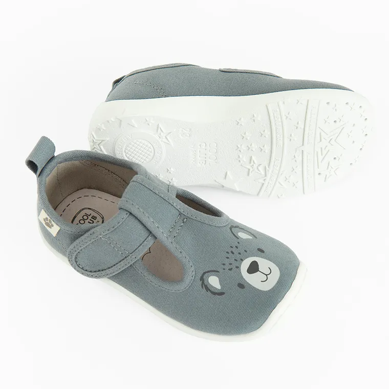 Cool Club, Kapcie dziecięce, szare, skórzana wkładka, Zdrowa Stopa