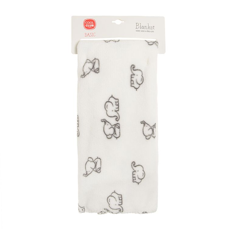 Cool Club, Kocyk niemowlęcy, biały, słoniki, 100-80 cm