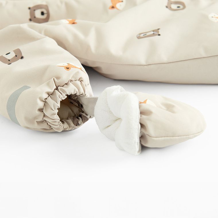 Cool Club, Kombinezon chłopięcy z kapturem, ocieplany, beżowy