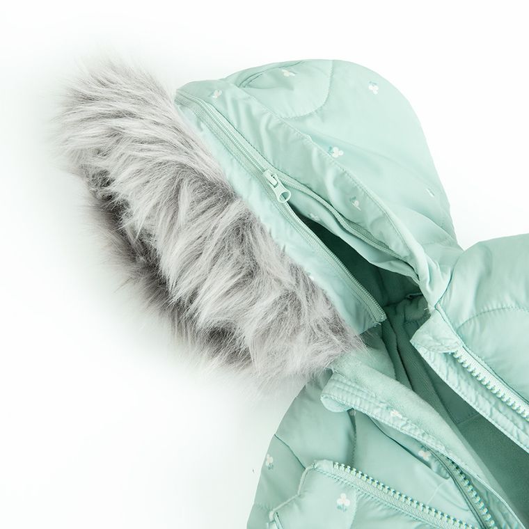 Cool Club, Kombinezon dziewczęcy z kapturem, ocieplany, miętowy