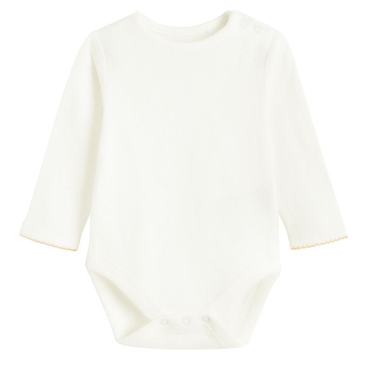 Cool Club, Komplet dziewczęcy, ażurowy, Body z długim rękawem, Śpiochy, biały