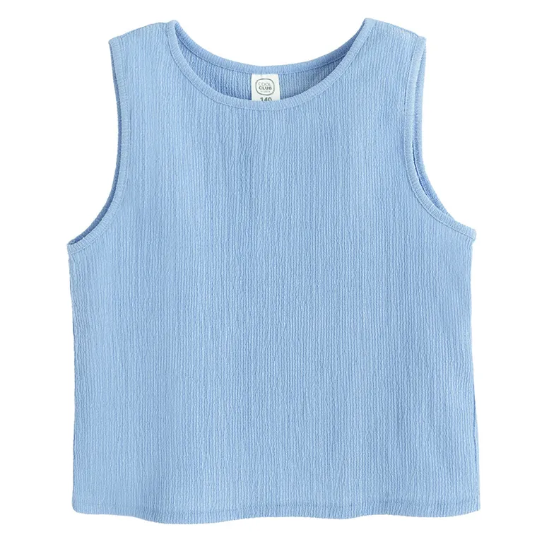 Cool Club, Komplet dziewczęcy, Bluzka bez rękawów, Spodnie materiałowe, wide, niebieski