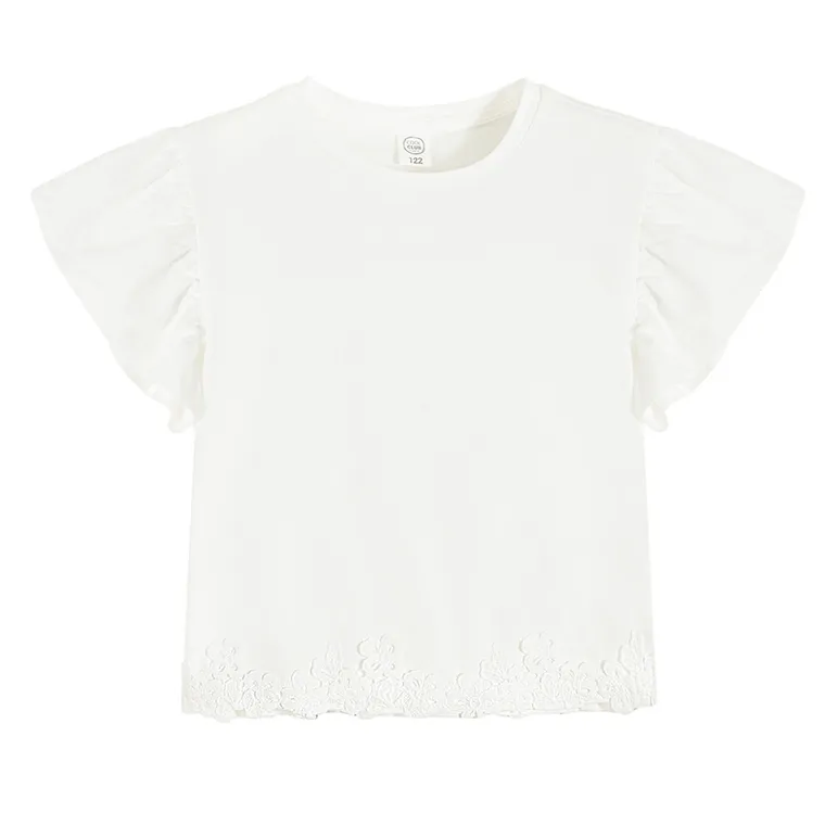 Cool Club, Komplet dziewczęcy, Bluzka z krótkim rękawem, Spodnie materiałowe, wide, biały