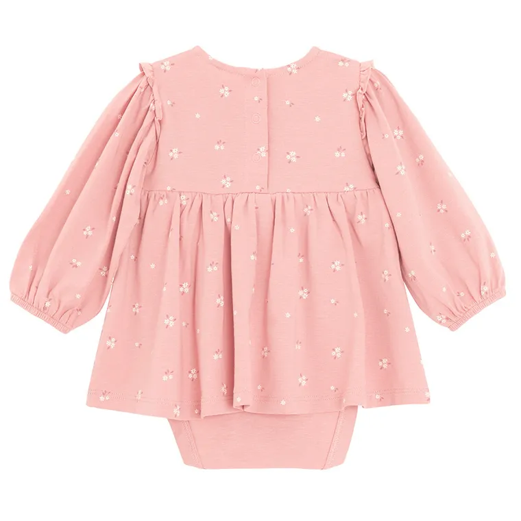 Cool Club, Komplet dziewczęcy, Body sukienka z długim rękawem, Legginsy prążkowane, różowy