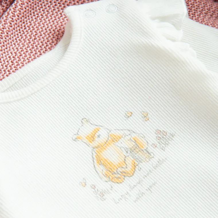 Cool Club, Komplet dziewczęcy, Body z długim rękawem, Legginsy, Opaska, prążkowany, mix, Kubuś Puchatek