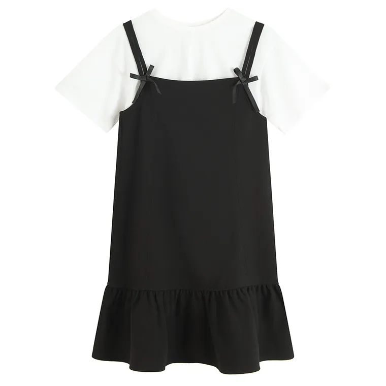 Cool Club, Komplet dziewczęcy, Sukienka na ramiączka, T-shirt, mix