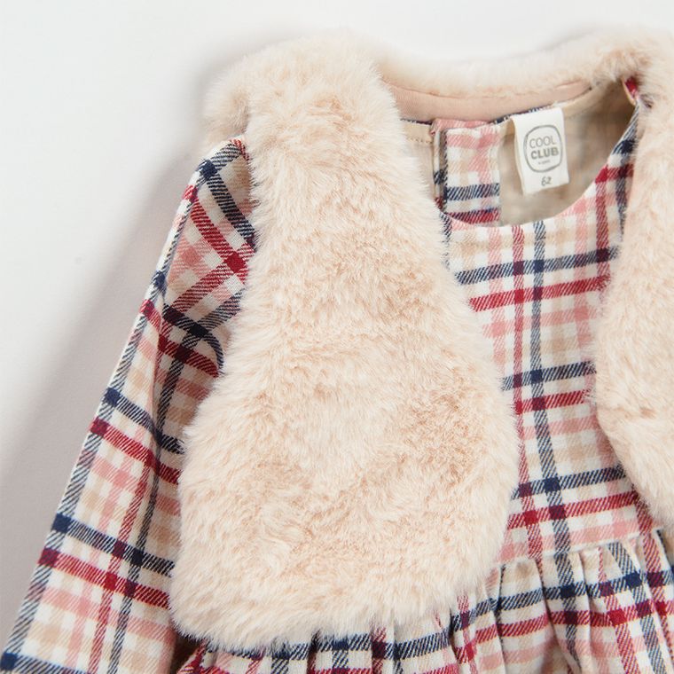 Cool Club, Komplet dziewczęcy, Sukienka z długim rękawem, Kamizelka, Rajstopy, mix