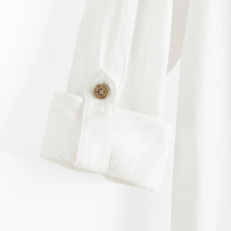 Cool Club, Koszula chłopięca z długim rękawem, z lnem, regular, biała