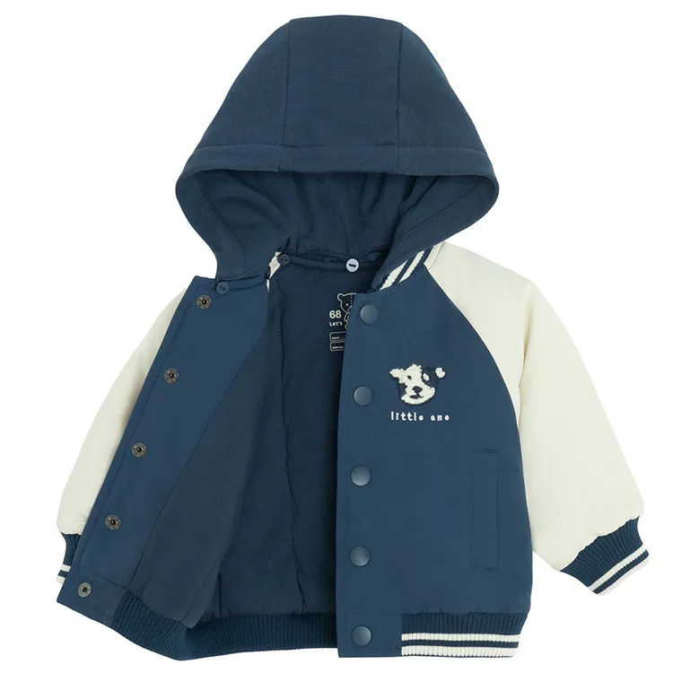 Cool Club, Kurtka bejsbolówka chłopięca z kapturem, rozpinana, niebieska