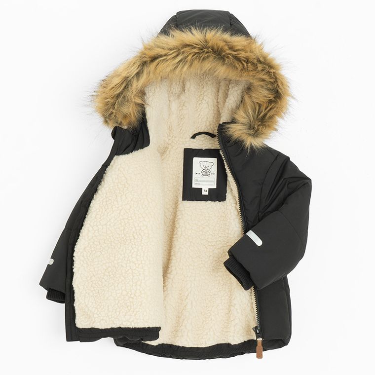 Cool Club, Kurtka chłopięca z kapturem, ocieplana, czarna