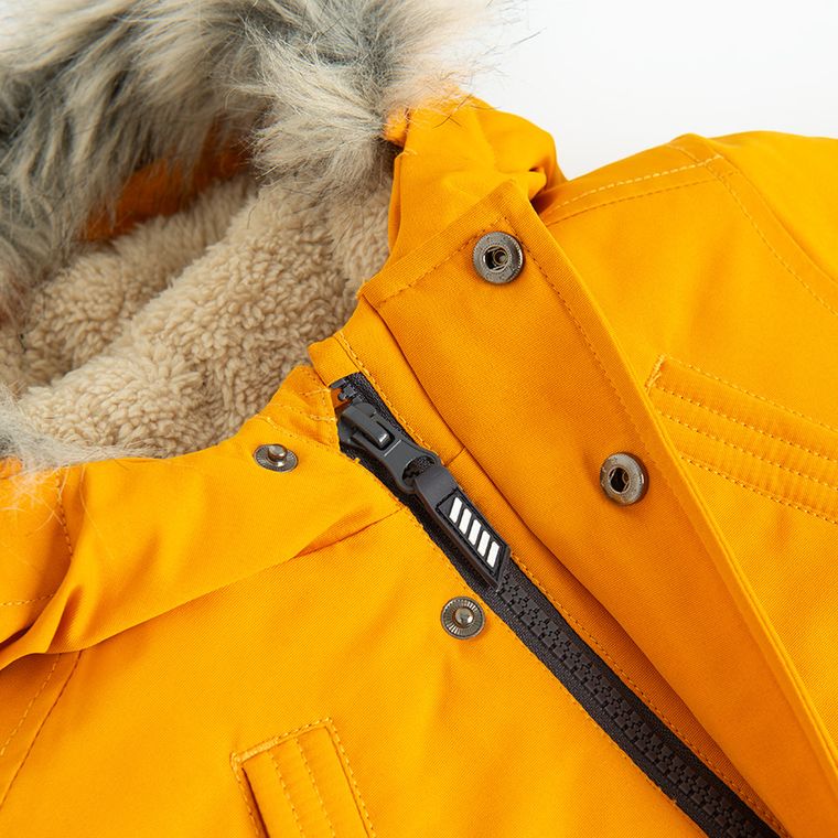 Cool Club, Kurtka chłopięca z kapturem, ocieplana, musztardowa