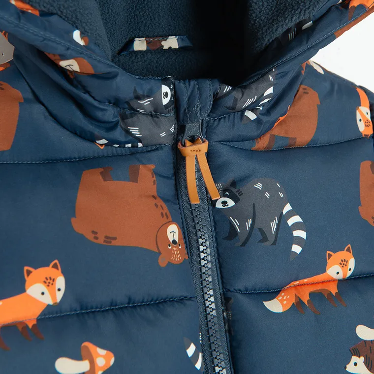 Cool Club, Kurtka chłopięca z kapturem, ocieplana, niebieska