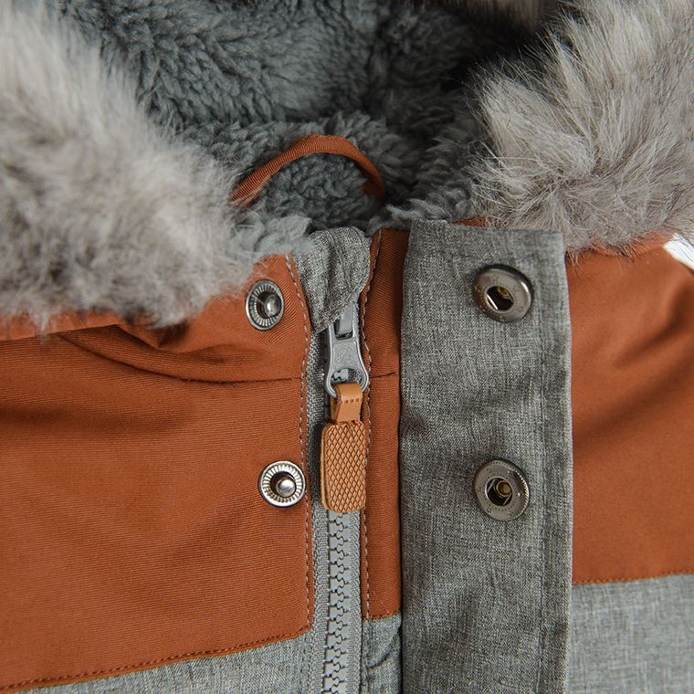 Cool Club, Kurtka chłopięca z kapturem, ocieplana, szaro-brązowa