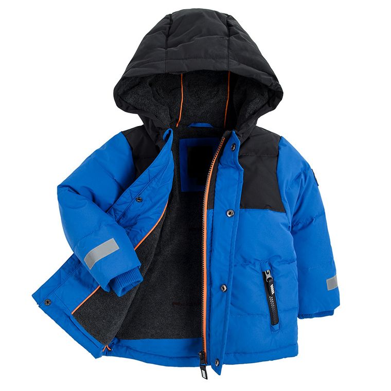 Cool Club, Kurtka chłopięca z kapturem, puchowa, niebieska
