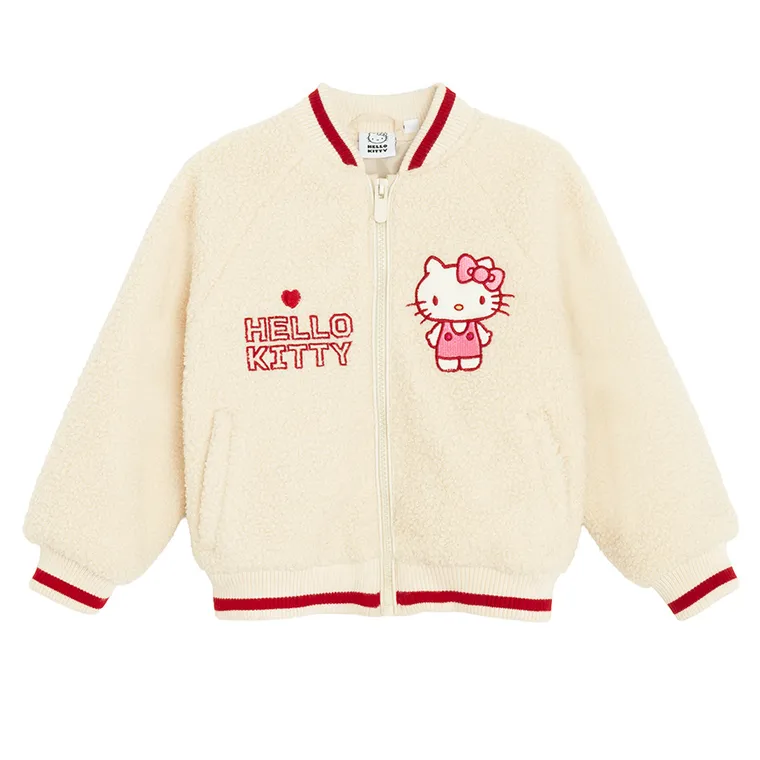 Cool Club, Kurtka dziewczęca, rozpinana, ecru, Hello Kitty