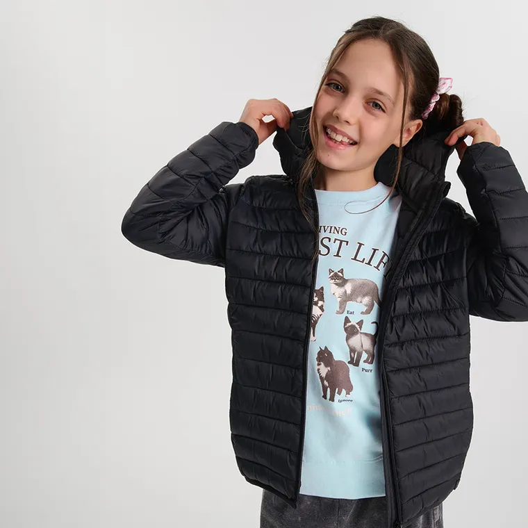 Cool Club, Kurtka dziewczęca z kapturem, czarna