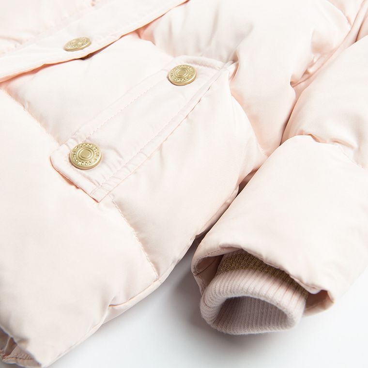 Cool Club, Kurtka dziewczęca z kapturem, jasnoróżowa, puchowe wypełnienie