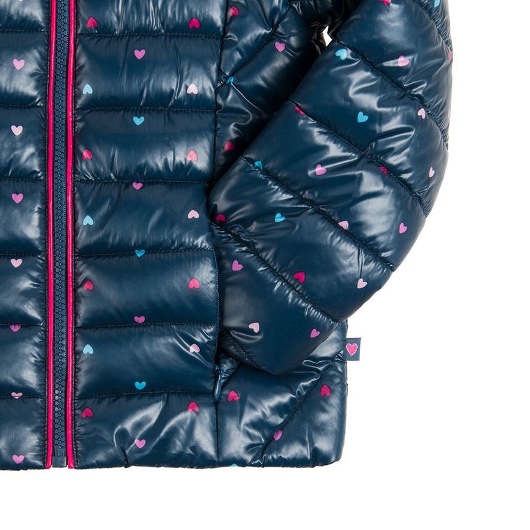 Cool Club, Kurtka jesienna dziewczęca, granatowa, kolorowe serca