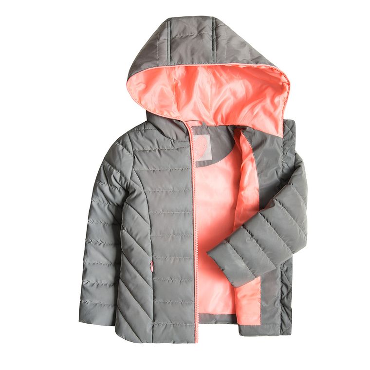 Cool Club, Kurtka jesienna z kapturem dziewczęca, szara, odblaskowy efekt
