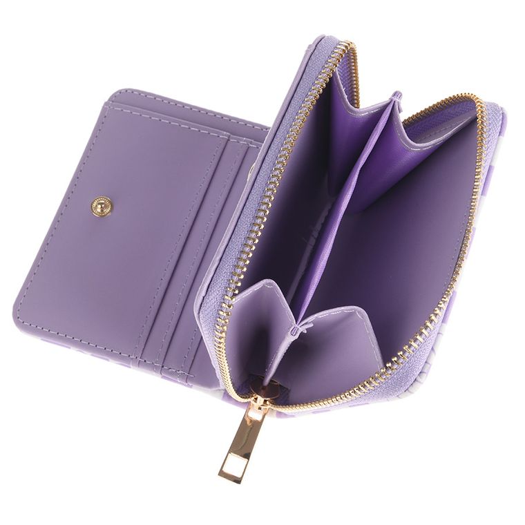 Cool Club, Kwiatki, portfel, fioletowo-biała kratka