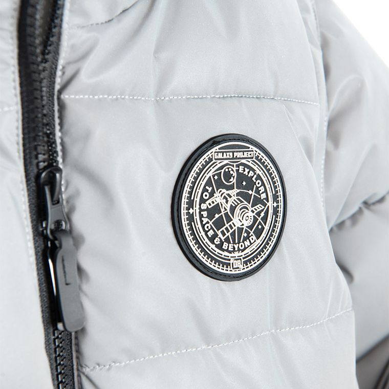 Cool Club, Odblaskowa kurtka chłopięca z kapturem, 2w1, ocieplana, srebrna