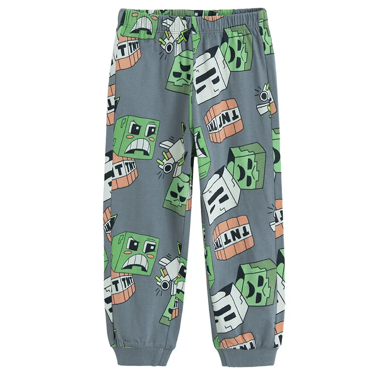 Cool Club, Piżama chłopięca, szara, Minecraft