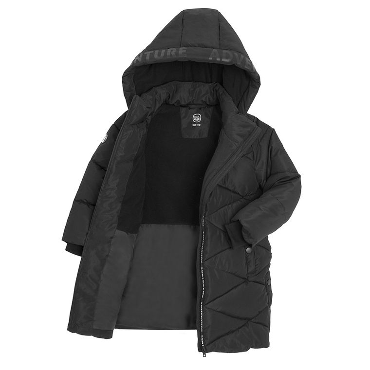 Cool Club, Płaszcz dziewczęcy z kapturem, ocieplany, czarny