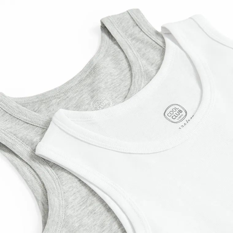 Cool Club, Podkoszulek chłopięcy, biały, szary, zestaw, 2 szt.