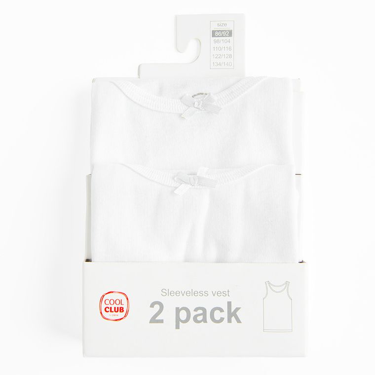 Cool Club, Podkoszulek dziewczęcy, biały, zestaw, 2 szt.
