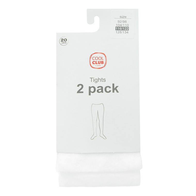 Cool Club, Rajstopy dziewczęce, białe, 20 DEN, zestaw, 2 szt.