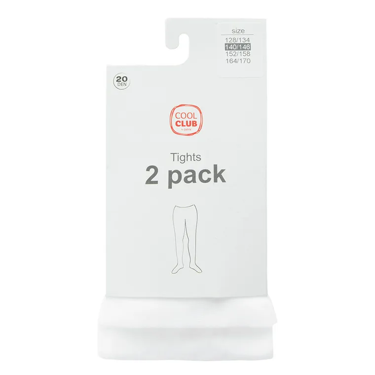 Cool Club, Rajstopy dziewczęce, białe, 20 DEN, zestaw, 2 szt.