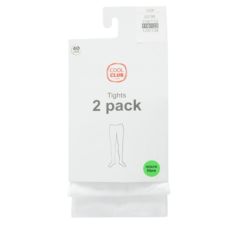 Cool Club, Rajstopy dziewczęce, białe, mikrofibra, 40 DEN, zestaw, 2 szt.
