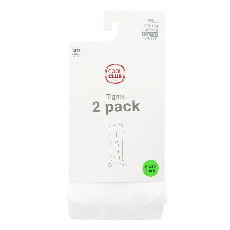 Cool Club, Rajstopy dziewczęce, białe, mikrofibra, 40 DEN, zestaw, 2 szt.