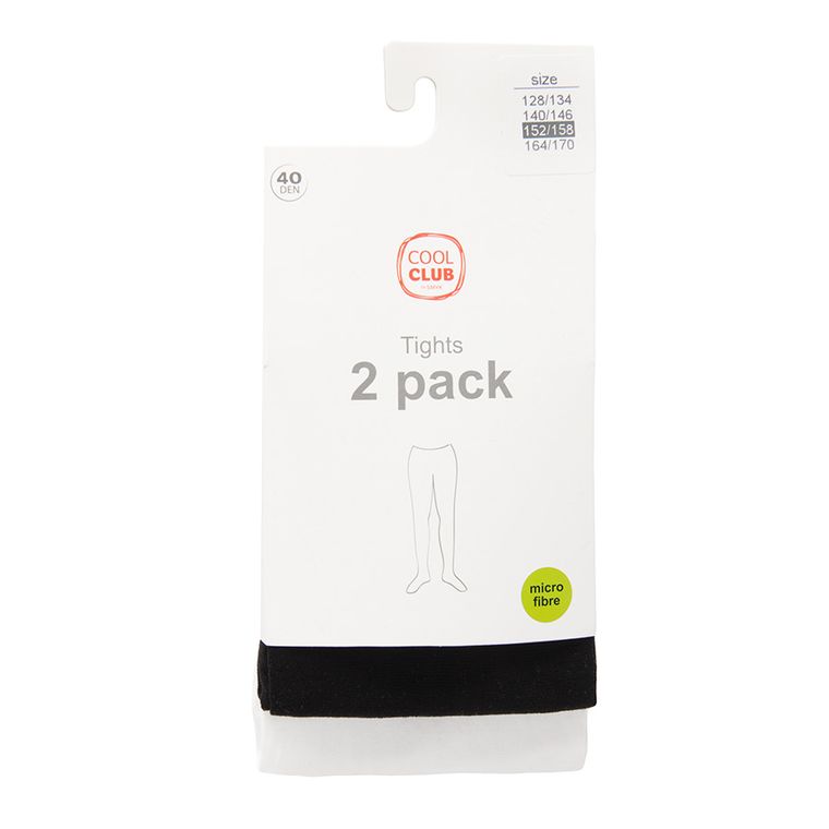 Cool Club, Rajstopy dziewczęce, czarne, białe, mikrofibra, 40 DEN, zestaw, 2 szt.