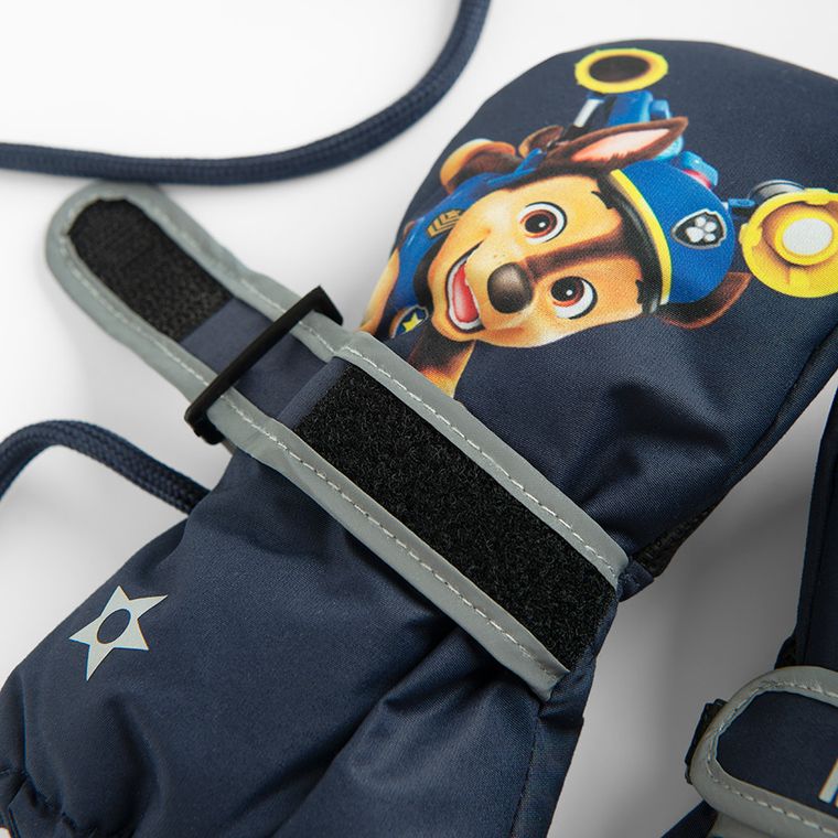 Cool Club, Rękawiczki narciarskie chłopięce na sznurku, granatowe, Psi Patrol