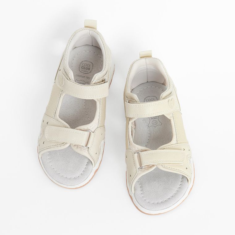 Cool Club, Sandały dziewczęce, ecru, skórzana wkładka