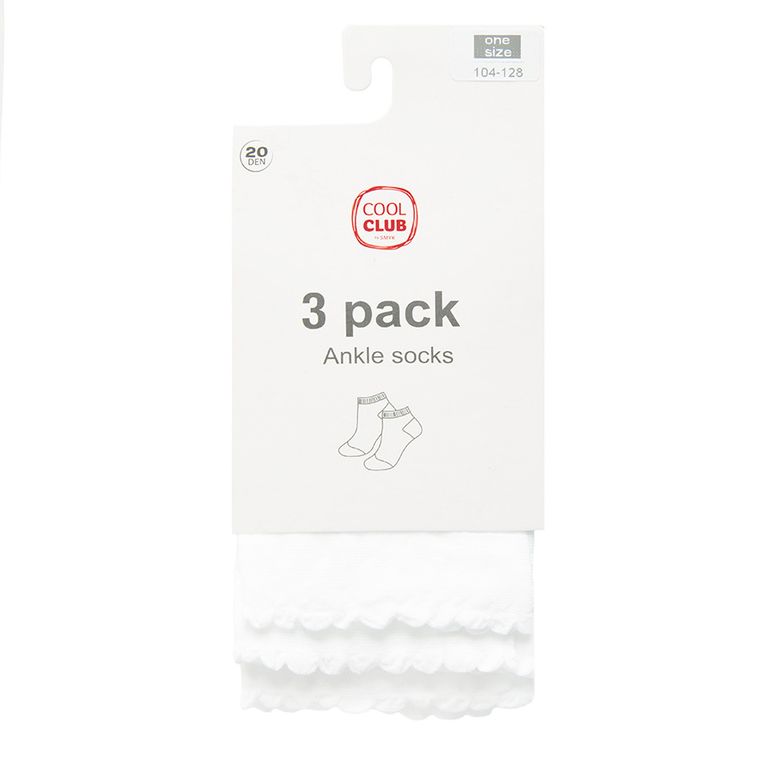 Cool Club, Skarpetki dziewczęce, białe, 20 DEN, zestaw, 3 szt.