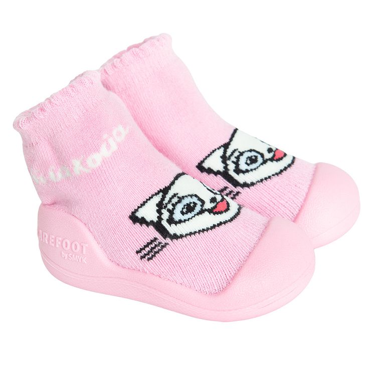 Cool Club, Skarpetobuty dziewczęce, różowe, podeszwa Barefoot, Kicia Kocia