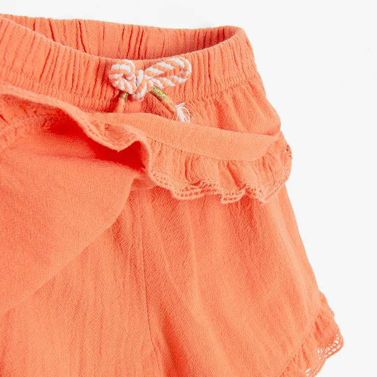 Cool Club, Spódnico-spodenki dziewczęce z lnem, pomarańczowe