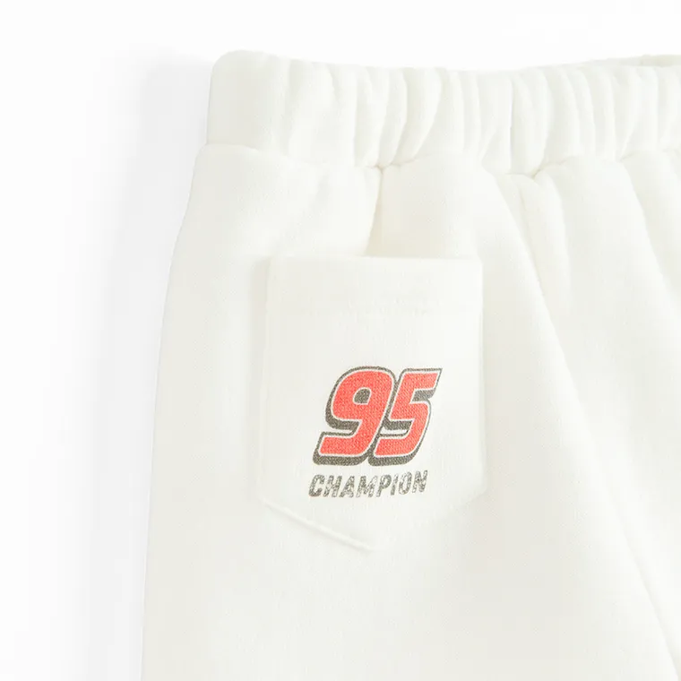 Cool Club, Spodnie dresowe chłopięce, białe, Auta