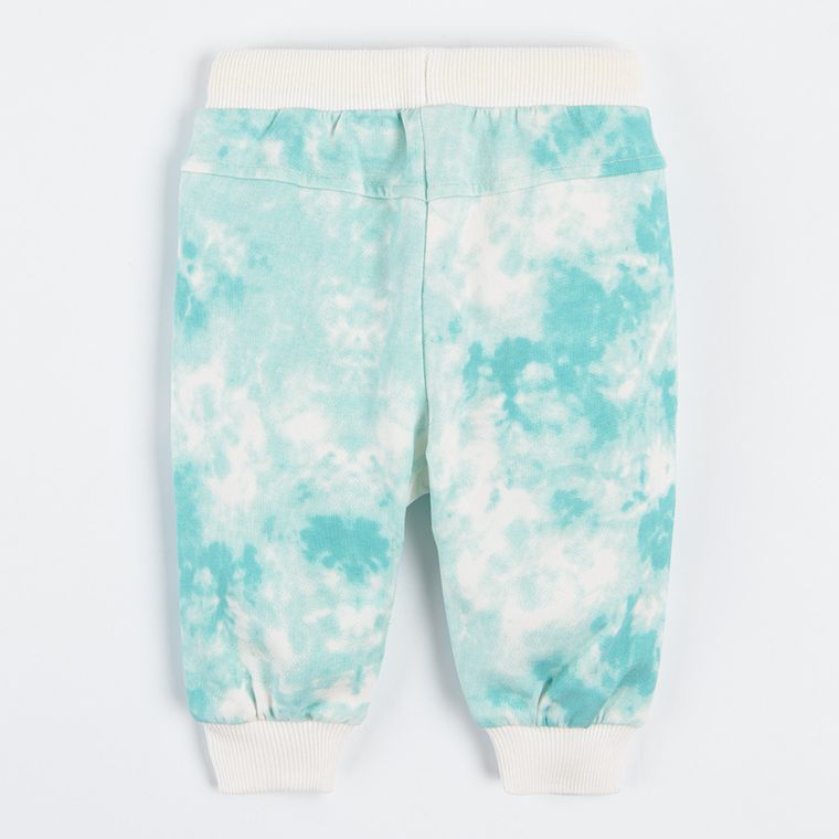 Cool Club, Spodnie dresowe chłopięce, ecru-turkusowe