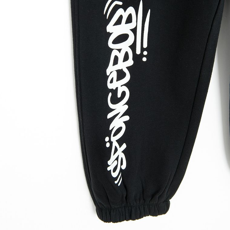 Cool Club, Spodnie dresowe chłopięce, oversize, ocieplane, czarne, SpongeBob