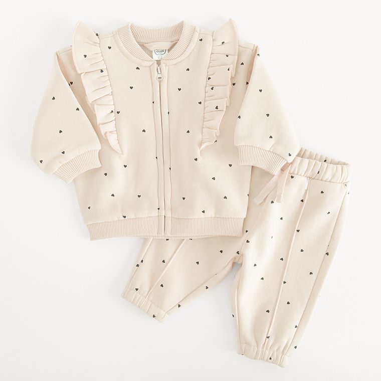 Cool Club, Spodnie dresowe dziewczęce, ocieplane, beżowe