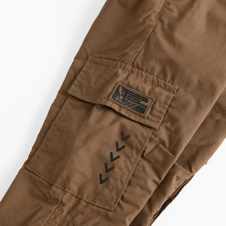 Cool Club, Spodnie materiałowe chłopięce, jogger, ocieplane, brązowe