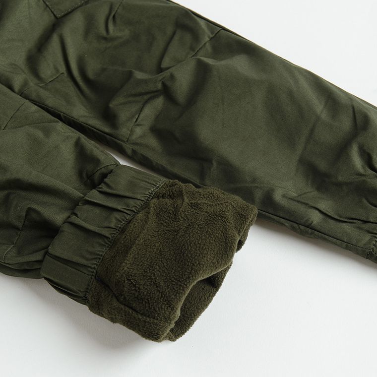 Cool Club, Spodnie materiałowe chłopięce, ocieplane, ciemnozielone