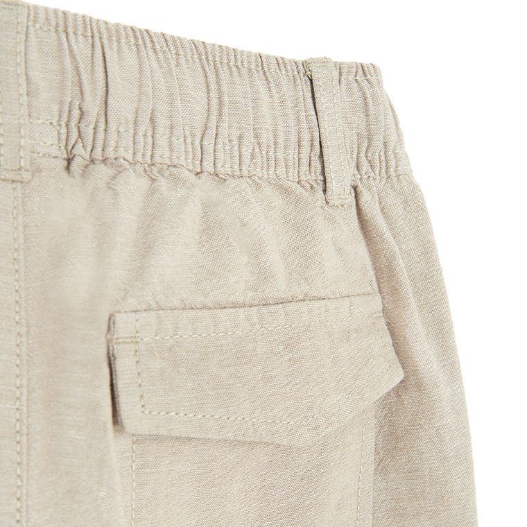 Cool Club, Spodnie materiałowe chłopięce, z lnem, relaxed, beżowe