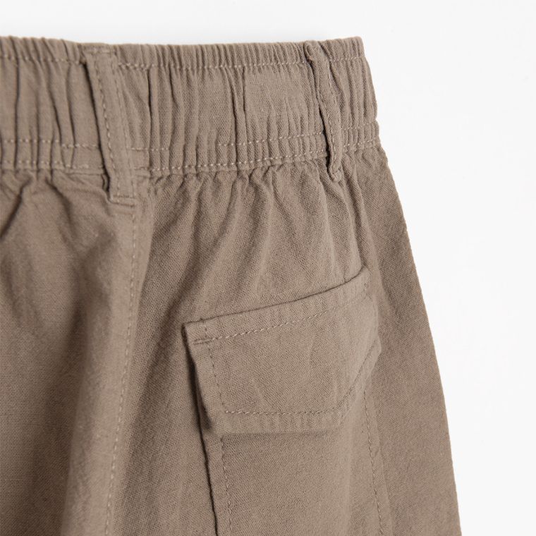 Cool Club, Spodnie materiałowe chłopięce, z lnem, relaxed, brązowe