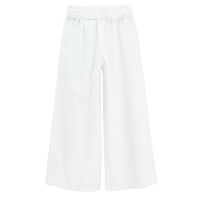 Cool Club, Spodnie materiałowe dziewczęce, z lnem, culotte, białe